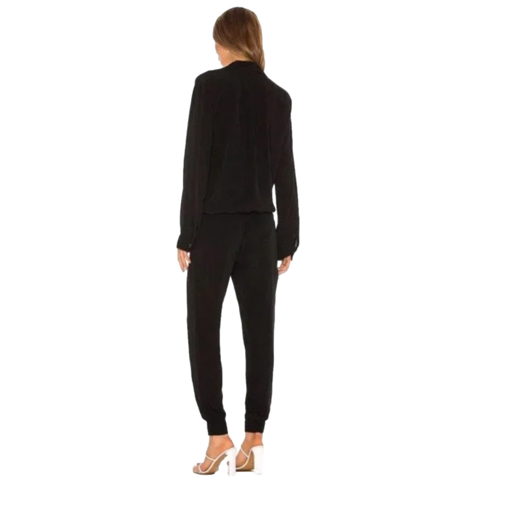 Monrow Revolve Crepe Black Long Sleeve Jumpsuit Size Medium - NWT - Picture 5 of 8